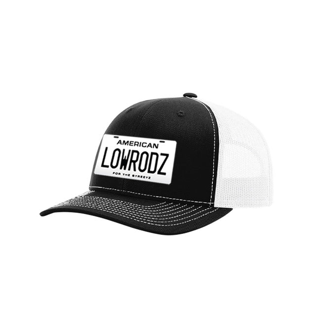 Black/White ALR PVC License Plate Hat